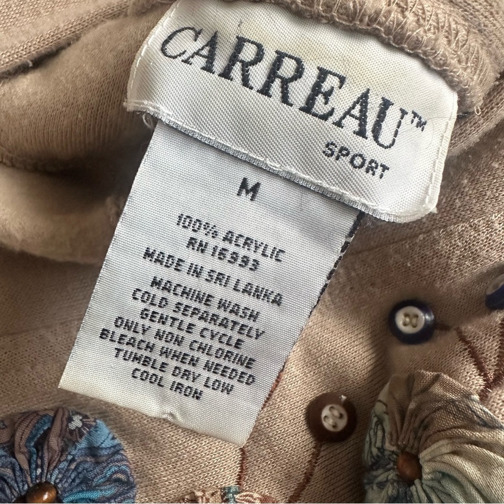Vintage CARREAU Sport 3D Floral Sweatshirt Cardigan Jacket Bows Cottage Sz M - Picture 6 of 7